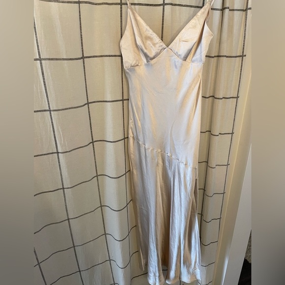 Downtown Cami Strap Front Split Satin Dress - Picture 9 of 11